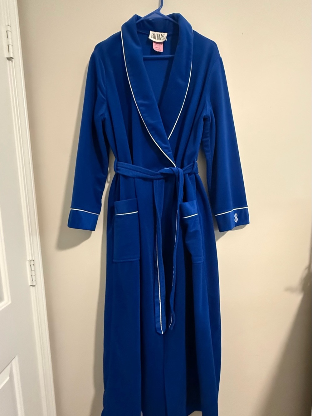 bill blass Royal Blue Robe with White Piping